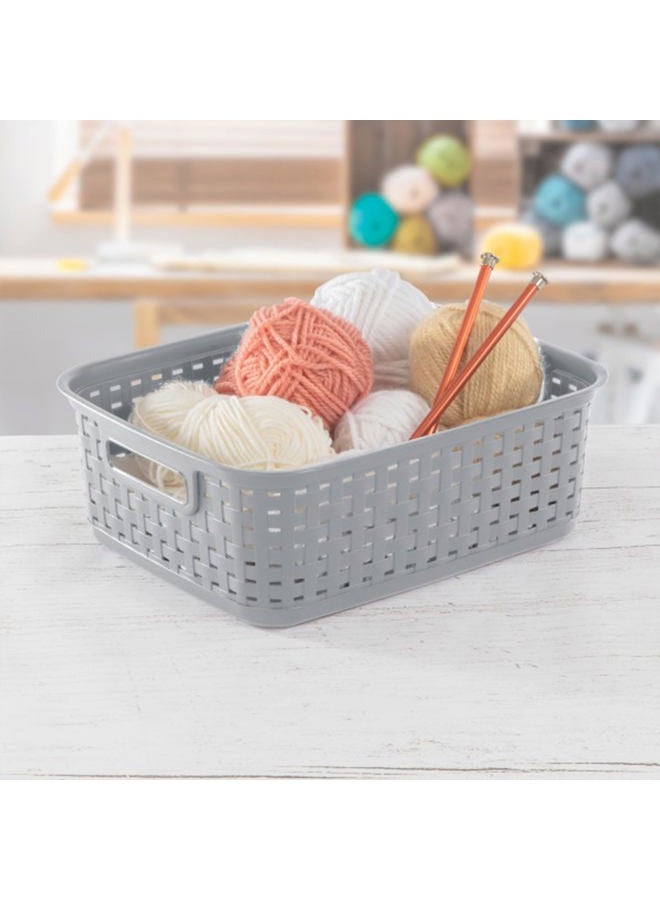 Sterilite 12726A06 Short Weave Basket, Cement, 6-Pack - Image 5