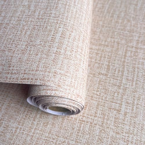 Yancorp 24x197 Textured Fabric Peel and Stick Wallpaper Faux Grasscloth SelfAdhesive Linen Removable for Cabinets Khaki - Image 1