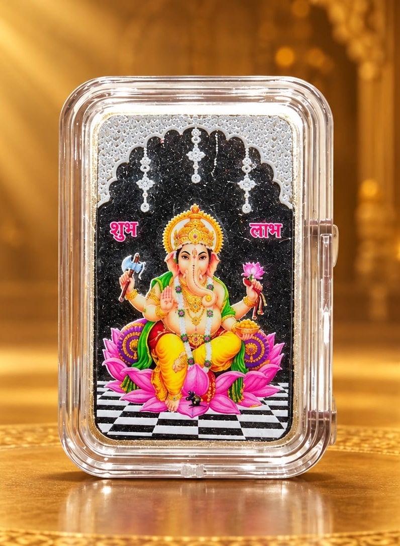 10G 999 FINE PURE SILVER GANESHA COLOURED COIN