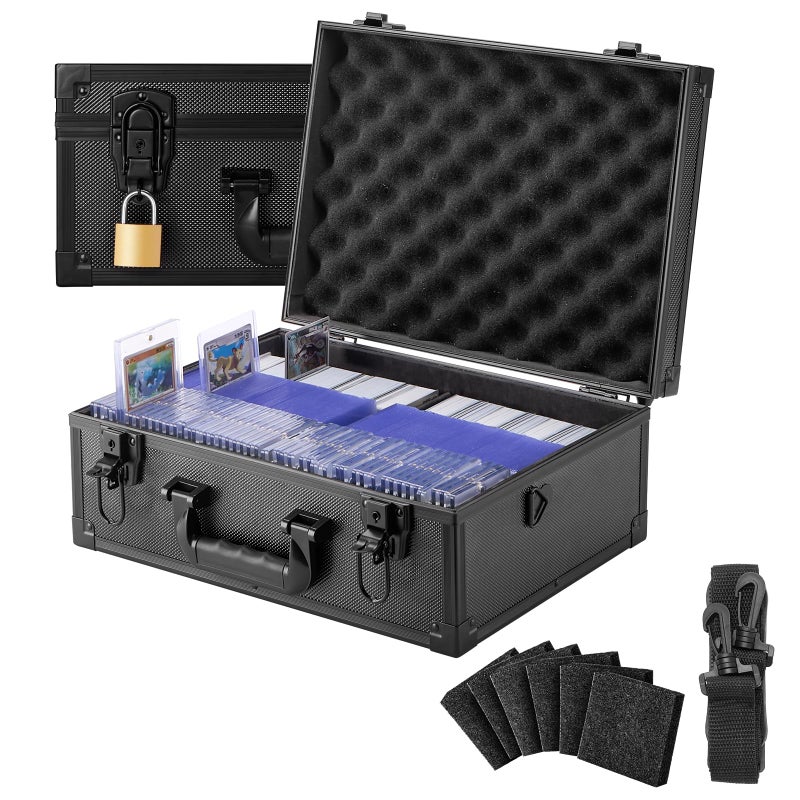 LOCKCURX Trading Card Storage Box for 3x4 35pt Rigid Cards Holds 600 Toploaders Sports Card Case with 6 Foam Dividers Toploader Storage Box Sports Card Storage with Key Lock - Image 2