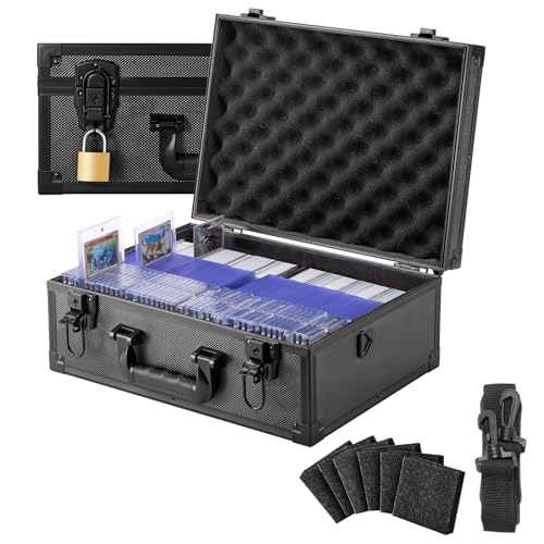 LOCKCURX Trading Card Storage Box for 3x4 35pt Rigid Cards Holds 600 Toploaders Sports Card Case with 6 Foam Dividers Toploader Storage Box Sports Card Storage with Key Lock - Image 1