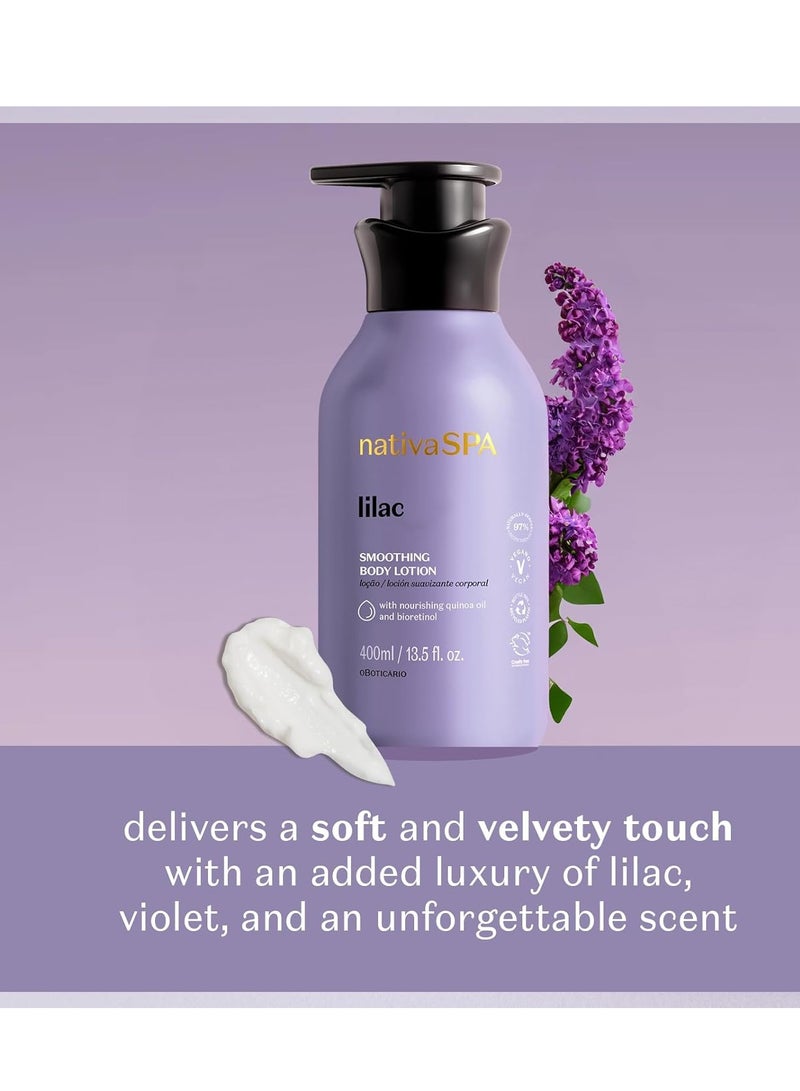NATIVA SPA O BOTICÁRIO Nativa SPA by O Boticário, Lilac Smoothing Body Lotion with Nourishing Quinoa Oil + BioRetinol, Fragranced Skin Moisturizer, 13.5 Ounce - Image 2