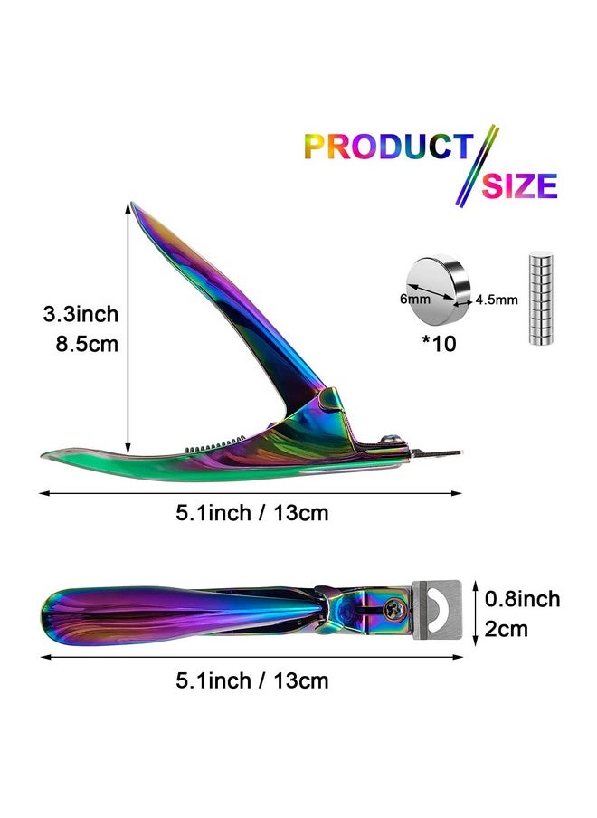 Scartink - Acrylic Nail Cutter with Magnet Sizer & Length Measurement,Adjustable Stainless Nail Trimmer for Salon Home Nail Art, Professional Nail Clippers for Precise Manicures (Rainbow) - Image 1