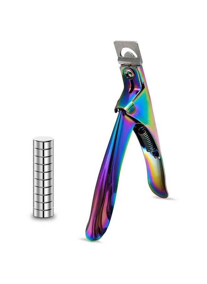 Scartink - Acrylic Nail Cutter with Magnet Sizer & Length Measurement,Adjustable Stainless Nail Trimmer for Salon Home Nail Art, Professional Nail Clippers for Precise Manicures (Rainbow) - Image 1