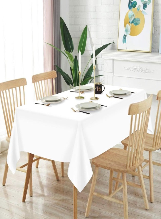 5-Pack White Disposable Plastic Tablecloth for Rectangle Tables（54 x 108 inch), Size for 6-8 Foot Rectangle Table , Waterproof White Plastic Tablecloth Indoor/Outdoor Parties Cloth for Wedding,Party,Picnic,Camping and Banquet,Disposable or Reusable in - Image 2