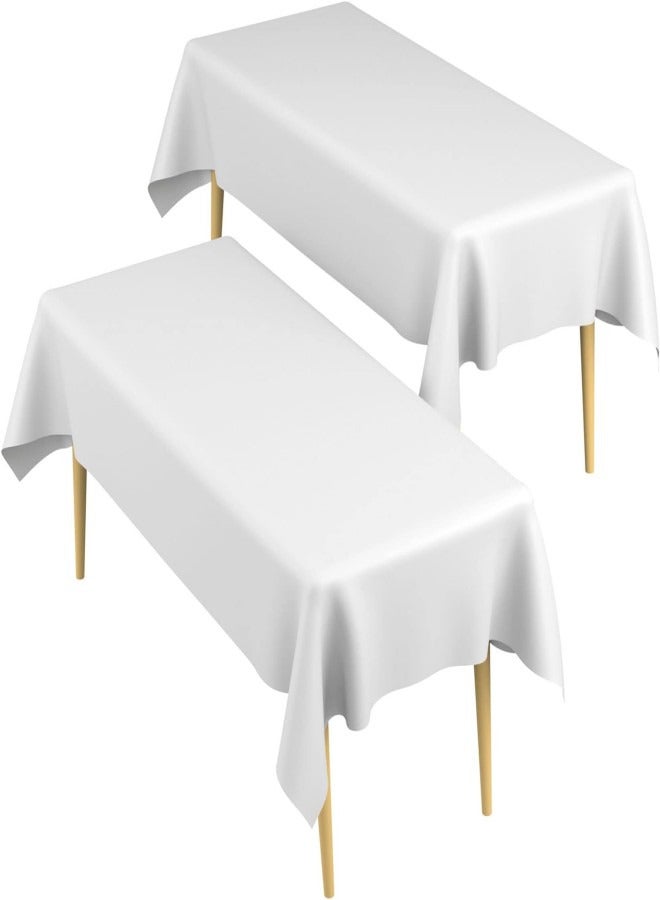 5-Pack White Disposable Plastic Tablecloth for Rectangle Tables（54 x 108 inch), Size for 6-8 Foot Rectangle Table , Waterproof White Plastic Tablecloth Indoor/Outdoor Parties Cloth for Wedding,Party,Picnic,Camping and Banquet,Disposable or Reusable in - Image 1