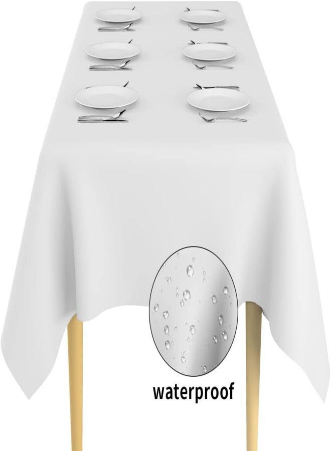 5-Pack White Disposable Plastic Tablecloth for Rectangle Tables（54 x 108 inch), Size for 6-8 Foot Rectangle Table , Waterproof White Plastic Tablecloth Indoor/Outdoor Parties Cloth for Wedding,Party,Picnic,Camping and Banquet,Disposable or Reusable in - Image 3