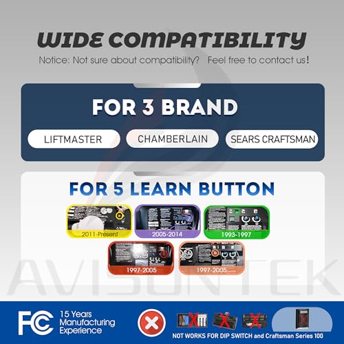 Avisontek Chamberlain 953EV-P2 Universal Garage Door Opener Remote - Quantity 2【10-Year-Warranty】 - Image 2