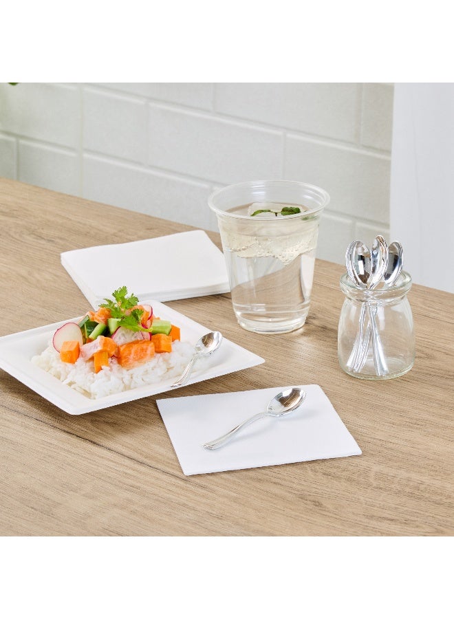 Restaurantware 4 Inch Mini Spoons, 500 Disposable Tiny Spoons - Heavy-Duty, Pair With Appetizers or Desserts, Silver Plastic Sample Spoons, For Parties, Weddings, Or Catering - Image 4