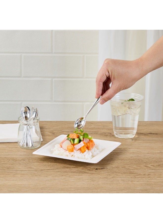 Restaurantware 4 Inch Mini Spoons, 500 Disposable Tiny Spoons - Heavy-Duty, Pair With Appetizers or Desserts, Silver Plastic Sample Spoons, For Parties, Weddings, Or Catering - Image 5