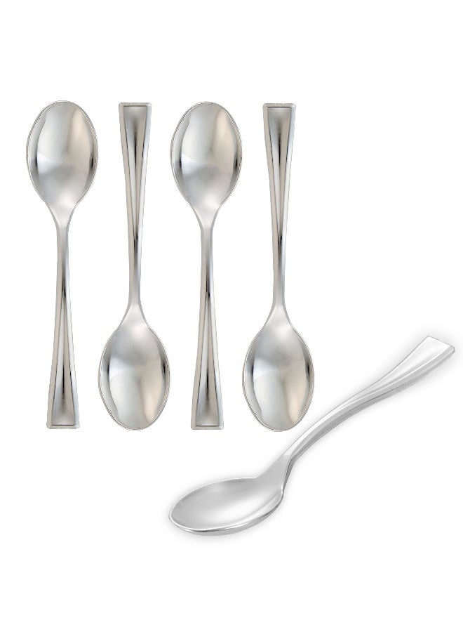 Restaurantware 4 Inch Mini Spoons, 500 Disposable Tiny Spoons - Heavy-Duty, Pair With Appetizers or Desserts, Silver Plastic Sample Spoons, For Parties, Weddings, Or Catering - Image 2