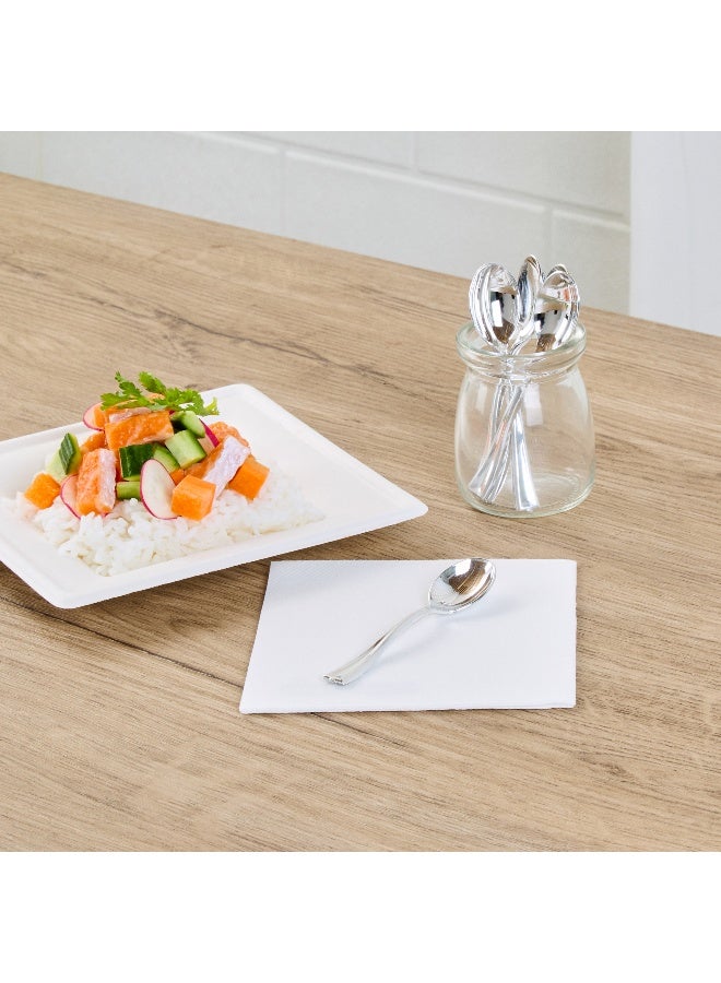 Restaurantware 4 Inch Mini Spoons, 500 Disposable Tiny Spoons - Heavy-Duty, Pair With Appetizers or Desserts, Silver Plastic Sample Spoons, For Parties, Weddings, Or Catering - Image 3