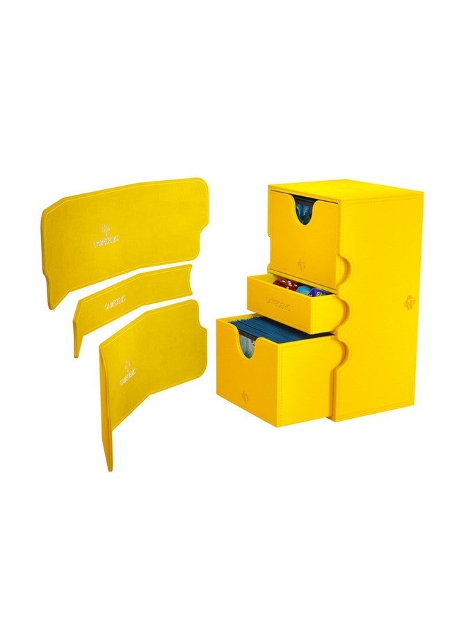 جم جينيك Gamegenic Stronghold 200+ XL صندوق سطح السفينة القابل للتحويل | بأكمام مزدوجة | واقي لعبة الورق مع درج الملحقات | سطح Nexofyber | يحمل ما يصل إلى 200 بطاقة | اللون الأصفر | صنع - Image 2