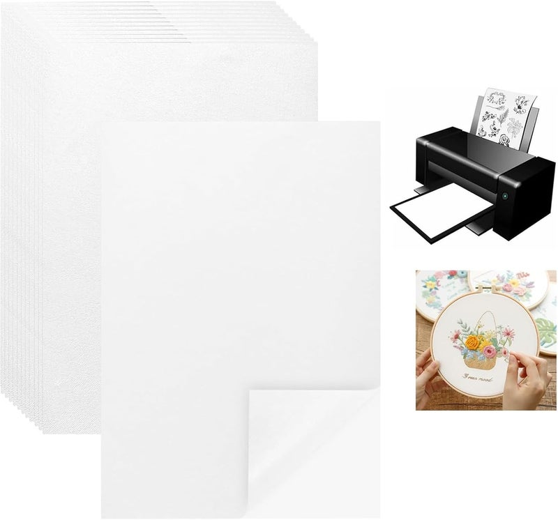 KASTWAVE Set product combo compatible Water Soluble Embroidery Stabilizer Sheets, 12PCS A5 Self-Adhesive Dissolvable Backing Paper 21x15cm, Wash Away Stabilizer for Machine Embroidery, Hand Sewing, Applique, Patch Making, Crafts Repeated use resistant selected material - Image 1