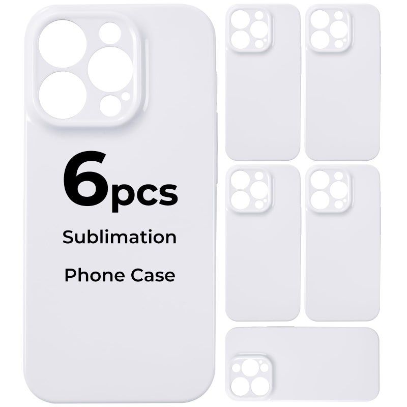 HTVRONT 6Pack Sublimation Phone Case Blanks Bulk Compatible with iPhone16Pro Max, Hard Sublimation Customize Phone Case - Glossy Sublimation Blanks Custom Phone Cover - Cell Phone Coated Basic Cases - Image 1