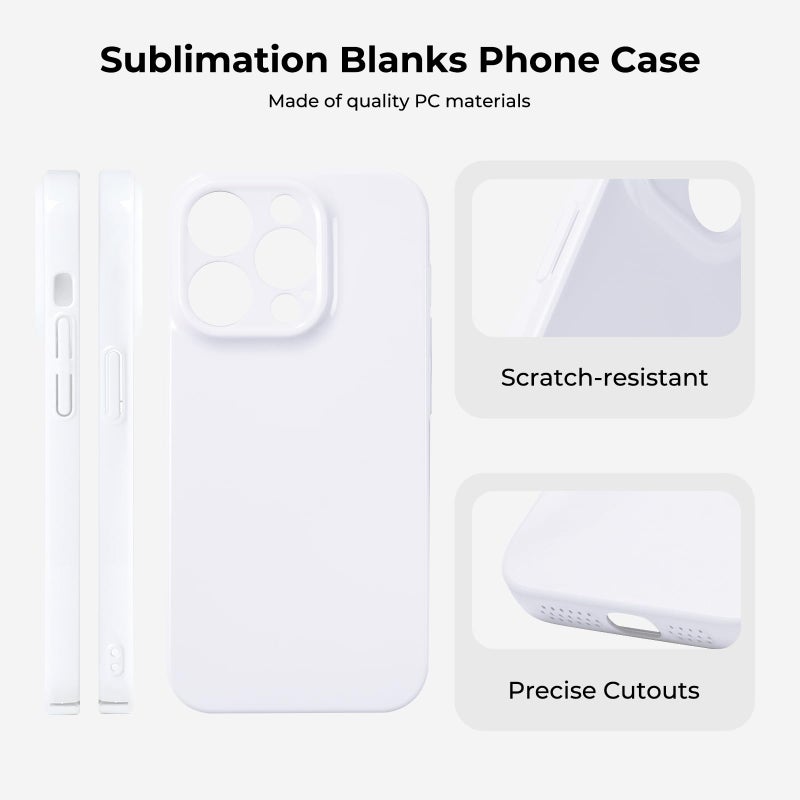 HTVRONT 6Pack Sublimation Phone Case Blanks Bulk Compatible with iPhone16Pro Max, Hard Sublimation Customize Phone Case - Glossy Sublimation Blanks Custom Phone Cover - Cell Phone Coated Basic Cases - Image 2