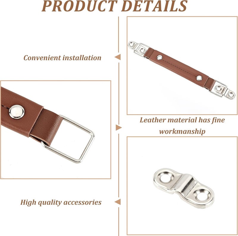 كلاراكو مقبض حقيبة سفر من الجلد من كلاركو، عبوة من 6 قطع، مقاس 5.7 بوصة، مقبض حقيبة سفر بديل لإصلاح حقيبة السفر، مقبض حقيبة سفر بكلمة مرور، حزام حمل احتياطي، مقبض حقيبة عمل قصير، لون بني - Image 3