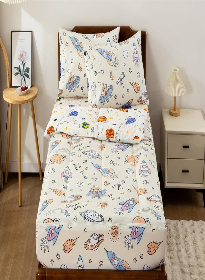 Aimuan Kids Space Zippered Comforter Set - Rocket Zipper Bedding for Boys Aliens UFO Theme, Twin - Image 4
