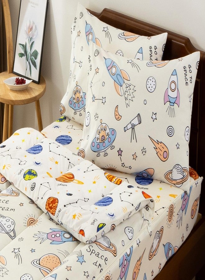 Aimuan Kids Space Zippered Comforter Set - Rocket Zipper Bedding for Boys Aliens UFO Theme, Twin - Image 1