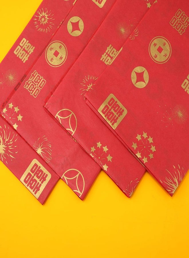 XIHIRCD 30PCS Chinese Tissue Paper, 19.69x13.78 Red Tissue Paper Chinese Styled New Year Tissue Paper Sheets with Chinese Elements for Gift Wrapping Crafts Making Wedding Birthday Party Baby Showers - Image 3