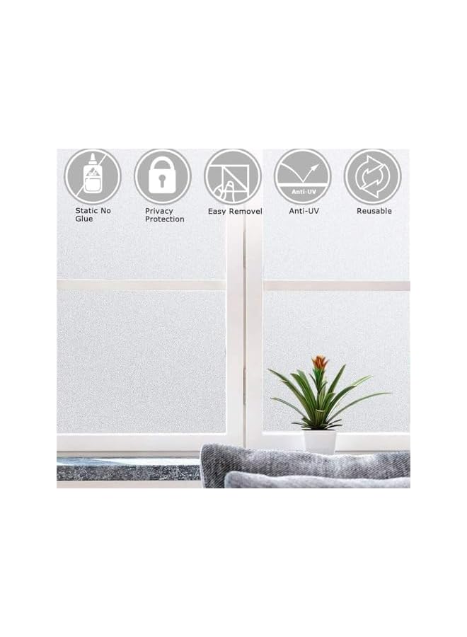 The Bros Privacy Window Film, 30x200cm Frosted Glass Film Matte Static Cling Non Adhesive, Opaque Heat Control No Glue Anti-UV Window Sticker for Bathroom Home Office Living Room - Image 3
