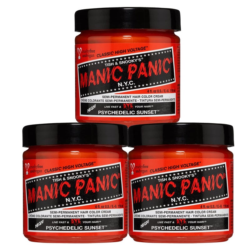 MANIC PANIC Classic Psychedelic Sunset Semi Permanent Hair Color  Neon Orange Hair Dye for Women  Men That Lasts 46 Weeks  Vegan Ammonia  CrueltyFree  Create  Mix Custom Shades 4oz  3pk