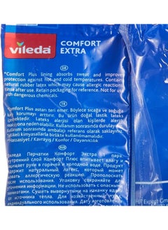 Vileda Vileda Comfort Extra Reusable Rubber Gloves M, Latex,  Absorbent Interior, Protects Your Skin, Blue & Green, Medium Size (1 Pair Per Pack)  - Image 4