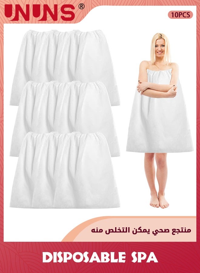 UNUNS 10 Pcs Disposable Spa Wrap,Non-Woven Bath Wrap,Disposable Wrap Bathrobe Sauna Skirt Sweat Steaming With Adjustable Robes For Salon Beauty,White - Image 1