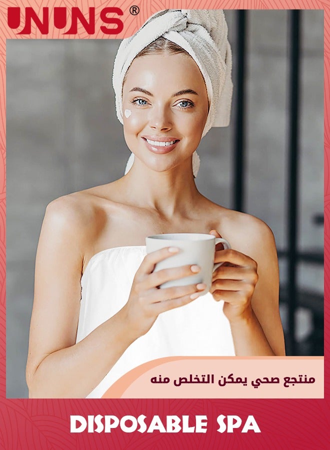 UNUNS 10 Pcs Disposable Spa Wrap,Non-Woven Bath Wrap,Disposable Wrap Bathrobe Sauna Skirt Sweat Steaming With Adjustable Robes For Salon Beauty,White - Image 4