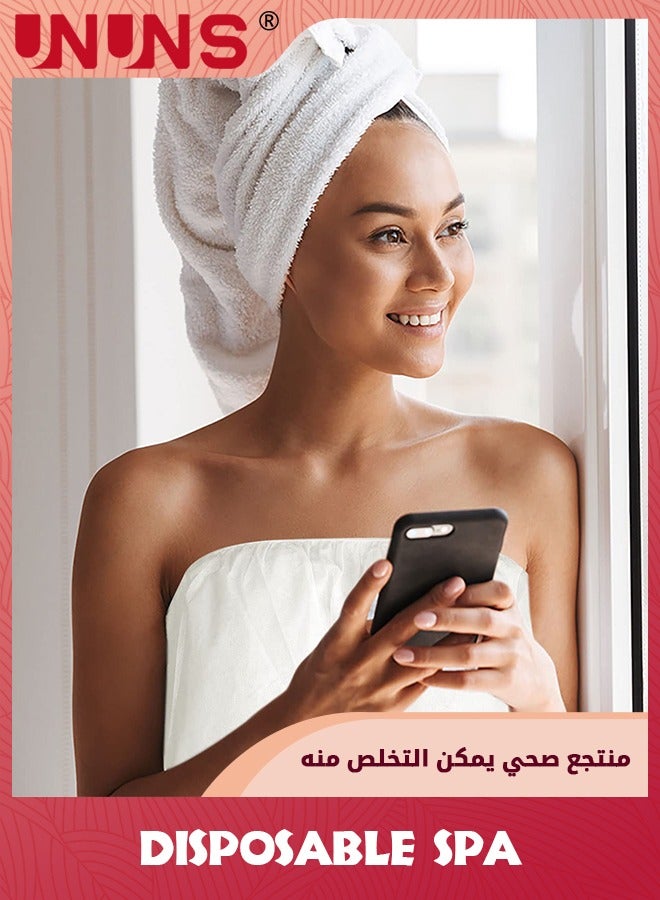 UNUNS 10 Pcs Disposable Spa Wrap,Non-Woven Bath Wrap,Disposable Wrap Bathrobe Sauna Skirt Sweat Steaming With Adjustable Robes For Salon Beauty,White - Image 3