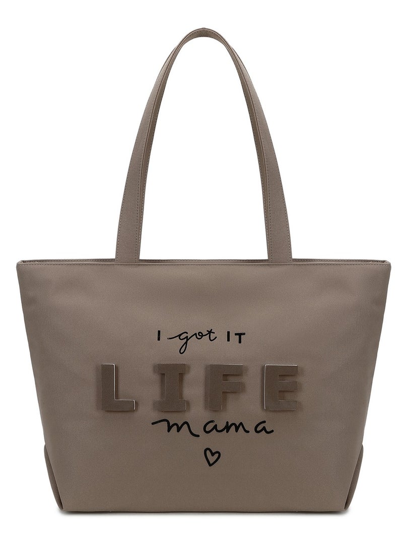 D024 Durable Premium Design Canvas Tote Women's Reusable Shopping Beach Travel Handbag Bag - Brown - Image 1