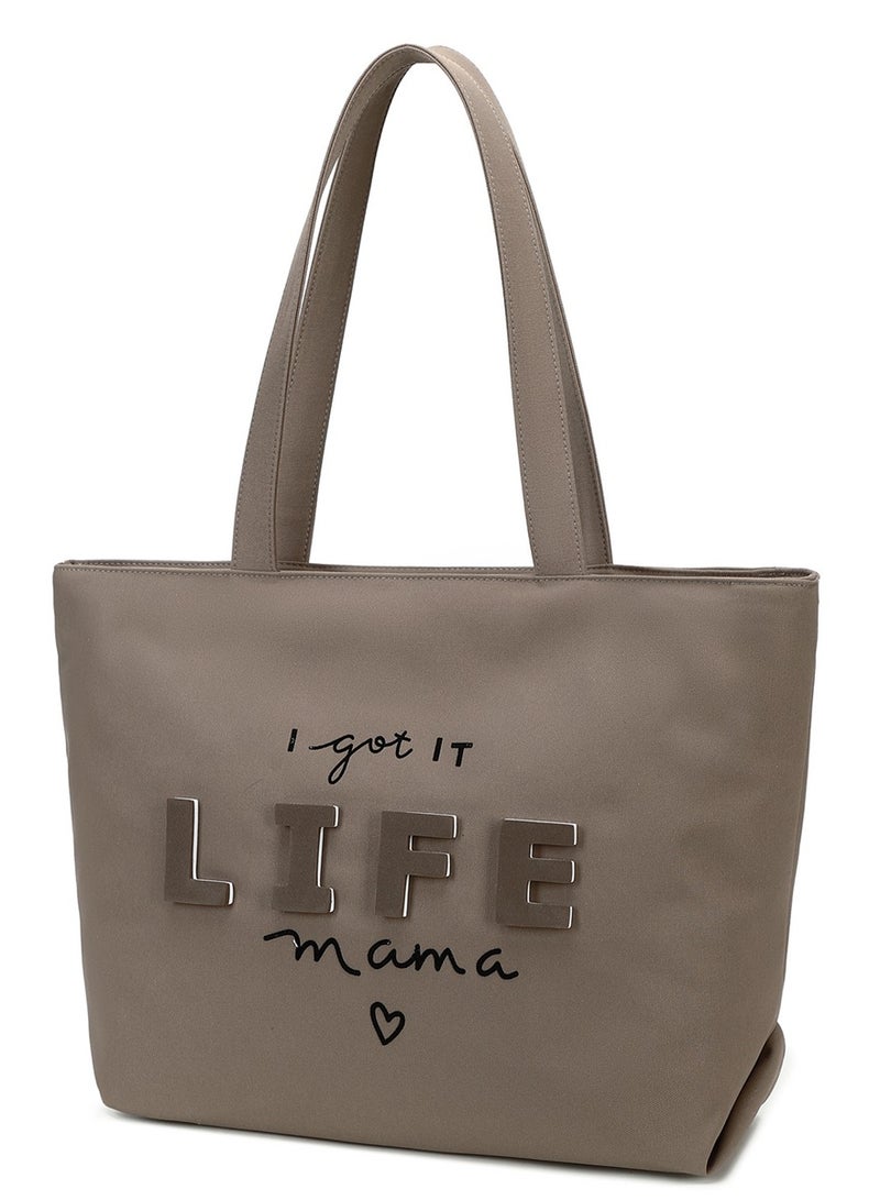 D024 Durable Premium Design Canvas Tote Women's Reusable Shopping Beach Travel Handbag Bag - Brown - Image 2