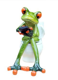 Excefore Frog Figurines Decor Funny Creative Craft Resin Green Frog Sculpture Statue for Home Office Desk Tabletop Bathroom Decoration, Ornament Gift (Relax)  - Image 1