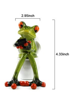 Excefore Frog Figurines Decor Funny Creative Craft Resin Green Frog Sculpture Statue for Home Office Desk Tabletop Bathroom Decoration, Ornament Gift (Relax)  - Image 2