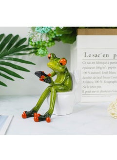 Excefore Frog Figurines Decor Funny Creative Craft Resin Green Frog Sculpture Statue for Home Office Desk Tabletop Bathroom Decoration, Ornament Gift (Relax)  - Image 5