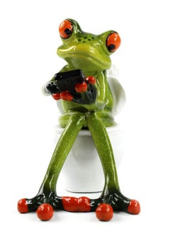 Excefore Frog Figurines Decor Funny Creative Craft Resin Green Frog Sculpture Statue for Home Office Desk Tabletop Bathroom Decoration, Ornament Gift (Relax)  - Image 3