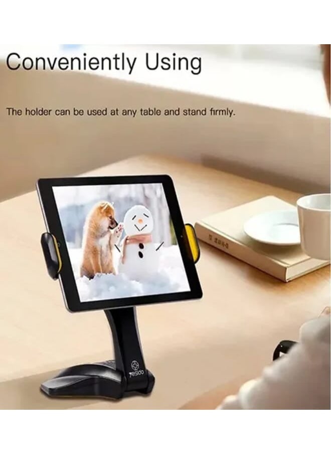 Yesido C21 Smart Tablet Holder Sturdy Anti-Slip Foldable for Easy Handling 360° rotation Compatible with 6.5-12.9 Inches - Black  - Image 4