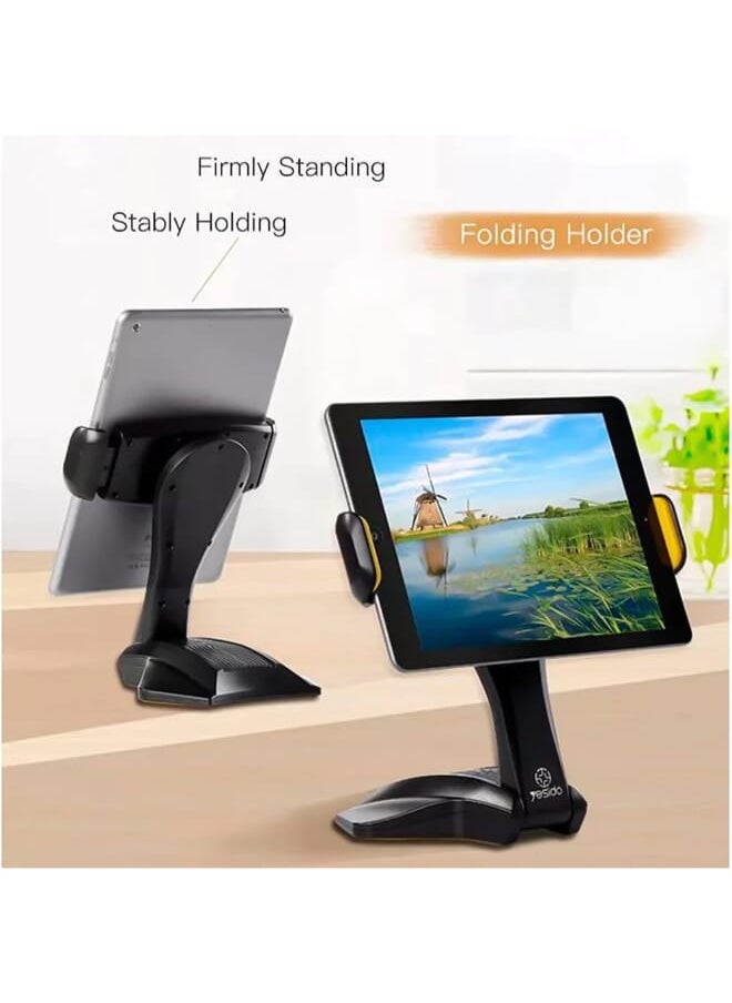 Yesido C21 Smart Tablet Holder Sturdy Anti-Slip Foldable for Easy Handling 360° rotation Compatible with 6.5-12.9 Inches - Black  - Image 2