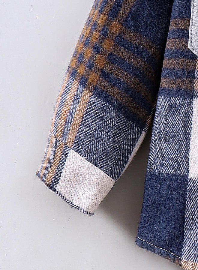 FOCICI Baby Boy Clothes 12-18 Months Plaid Long Sleeve Button Down Jacket Top Shirt Casual Pocket Jacket Fall Winter Outfits Set Blue 12-18 Months - Image 5