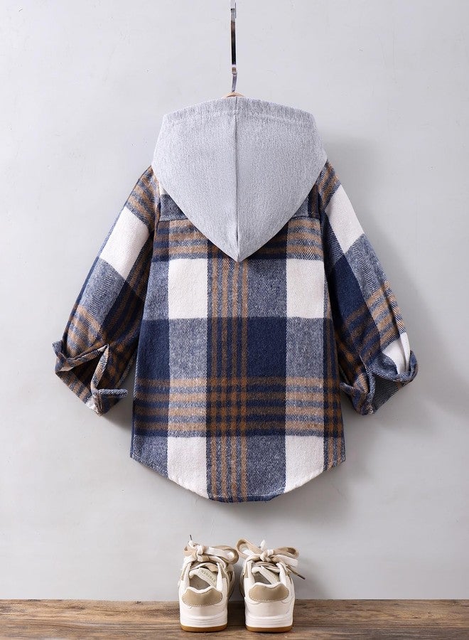 FOCICI Baby Boy Clothes 12-18 Months Plaid Long Sleeve Button Down Jacket Top Shirt Casual Pocket Jacket Fall Winter Outfits Set Blue 12-18 Months - Image 4