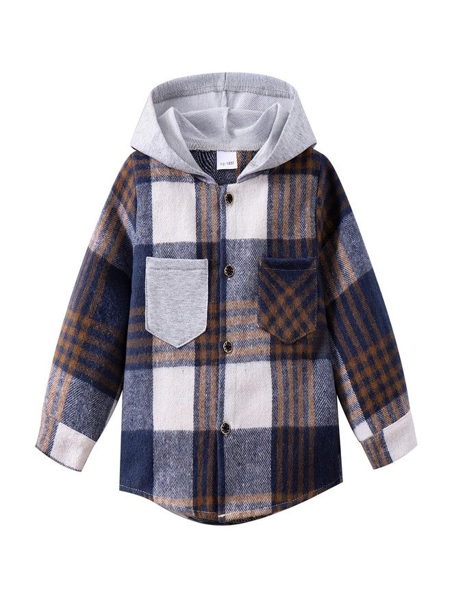 FOCICI Baby Boy Clothes 12-18 Months Plaid Long Sleeve Button Down Jacket Top Shirt Casual Pocket Jacket Fall Winter Outfits Set Blue 12-18 Months - Image 1