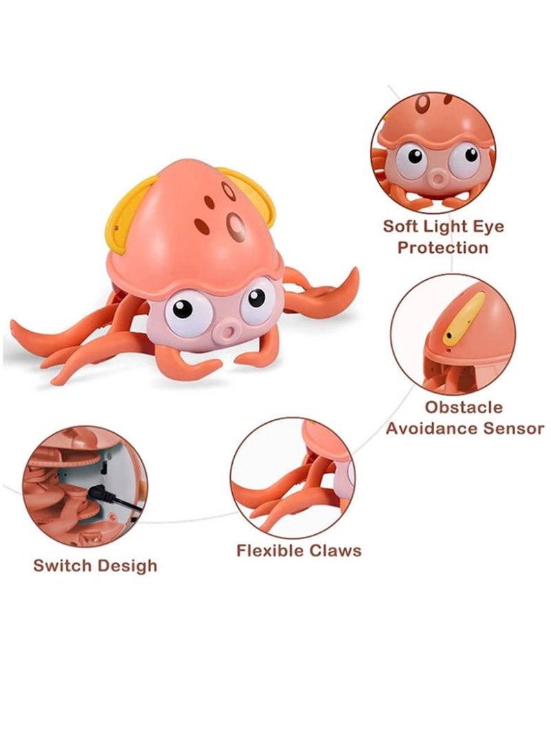 إعاقة لعبة الأخطبوط الموسيقية للأطفال الصغار، لعبة الأخطبوط الزاحف التفاعلية للأطفال الصغار مع الموسيقى، إضاءة LED وتجنب العوائق تلقائيًا، لعبة متحركة للأطفال الصغار والأولاد والبنات - Image 4