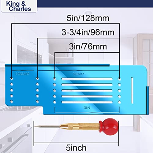 King&Charles Cabinet Hardware Template with Center Punch, Cabinet Handle Template Tool - Use for Handles Knobs Pulls on Drawers/Doors, Hardware Installation Perfect Match Kit. - Image 3