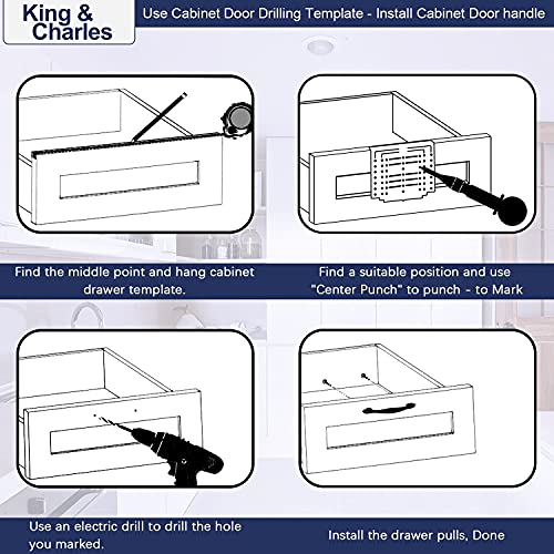 King&Charles Cabinet Hardware Template with Center Punch, Cabinet Handle Template Tool - Use for Handles Knobs Pulls on Drawers/Doors, Hardware Installation Perfect Match Kit. - Image 5
