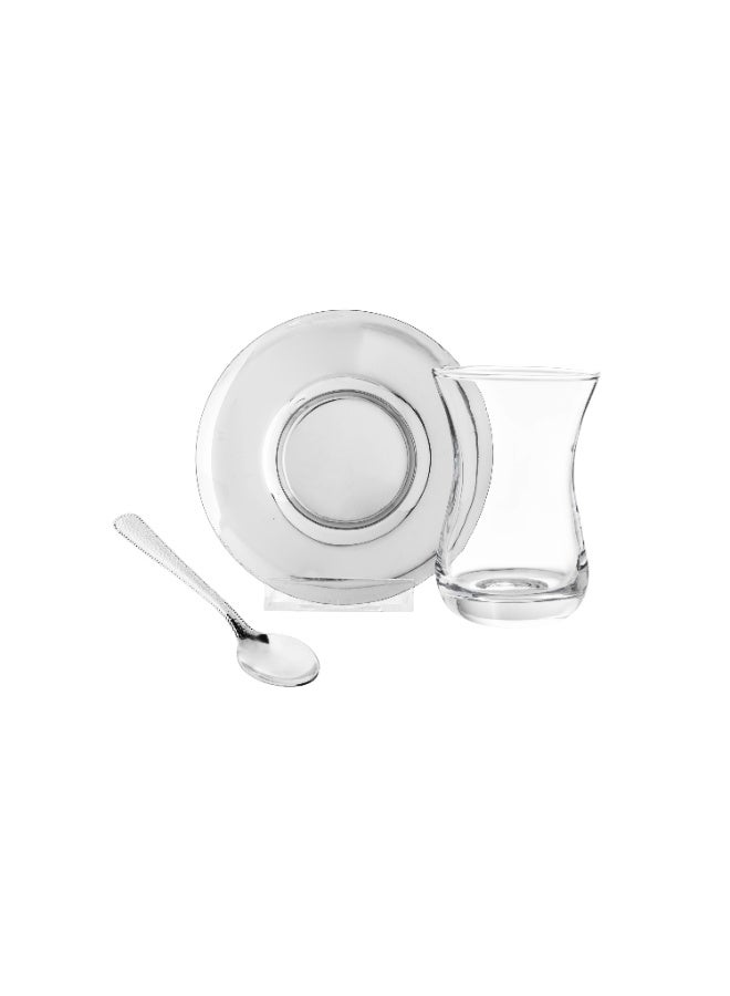 ماكسيما طقم شاي زجاج مع صحن ستيل 18 قطعة - Image 2