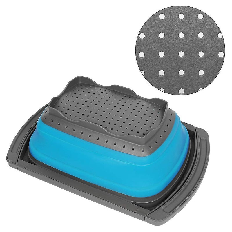 Portible Silicone Kitchen Strainer Collapsible Colander BPA Free with Handle Over Sink Pack 1 Silicone Food Strainer Vegetable Fruit Baskets for Kitchen Travel MultiPack of 1 - Image 5