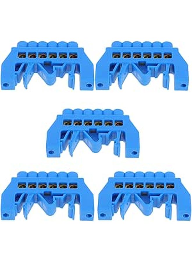Brass 6 Position Grounding Bar Terminal Block for Din Rail Mount - Image 1