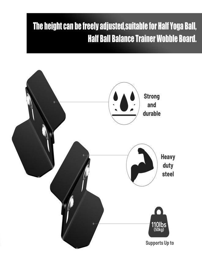 OMMUU Adjustable Wall Mount Exercise Balance Ball Storage Bracket Yoga Ball Holder, Half Exercise Ball Rack for Strength Fitness Ball Trainer Organizer Holder for Home Gym Studios Workouts - Image 4