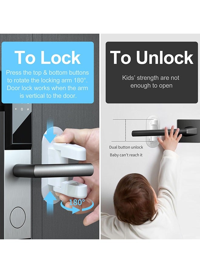 Door Lever Lock Child Proof Doors  Handles, Adhesives - Child Safety Prevents Toddlers from Opening Doors (2 Pack) - Image 3
