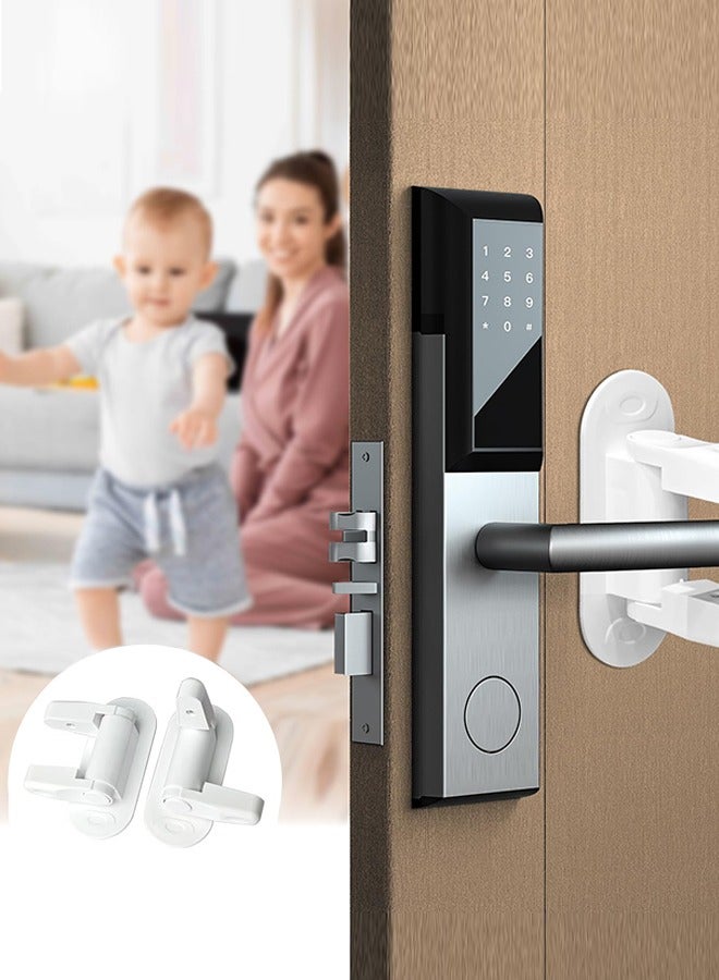 Door Lever Lock Child Proof Doors  Handles, Adhesives - Child Safety Prevents Toddlers from Opening Doors (2 Pack) - Image 1